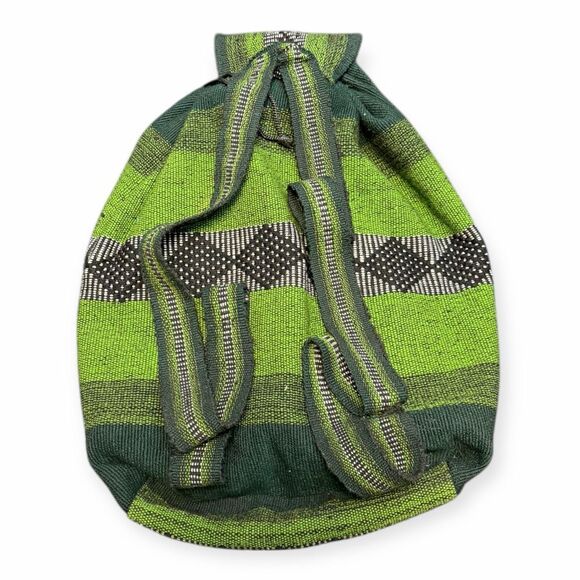 ARTESANÍAS LILLO Women’s Green Black Woven Backpack Bag - Picture 3 of 7